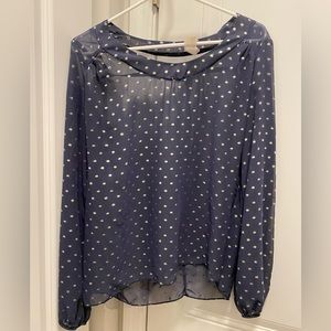 Blue and Gold size medium sheer long sleeve top